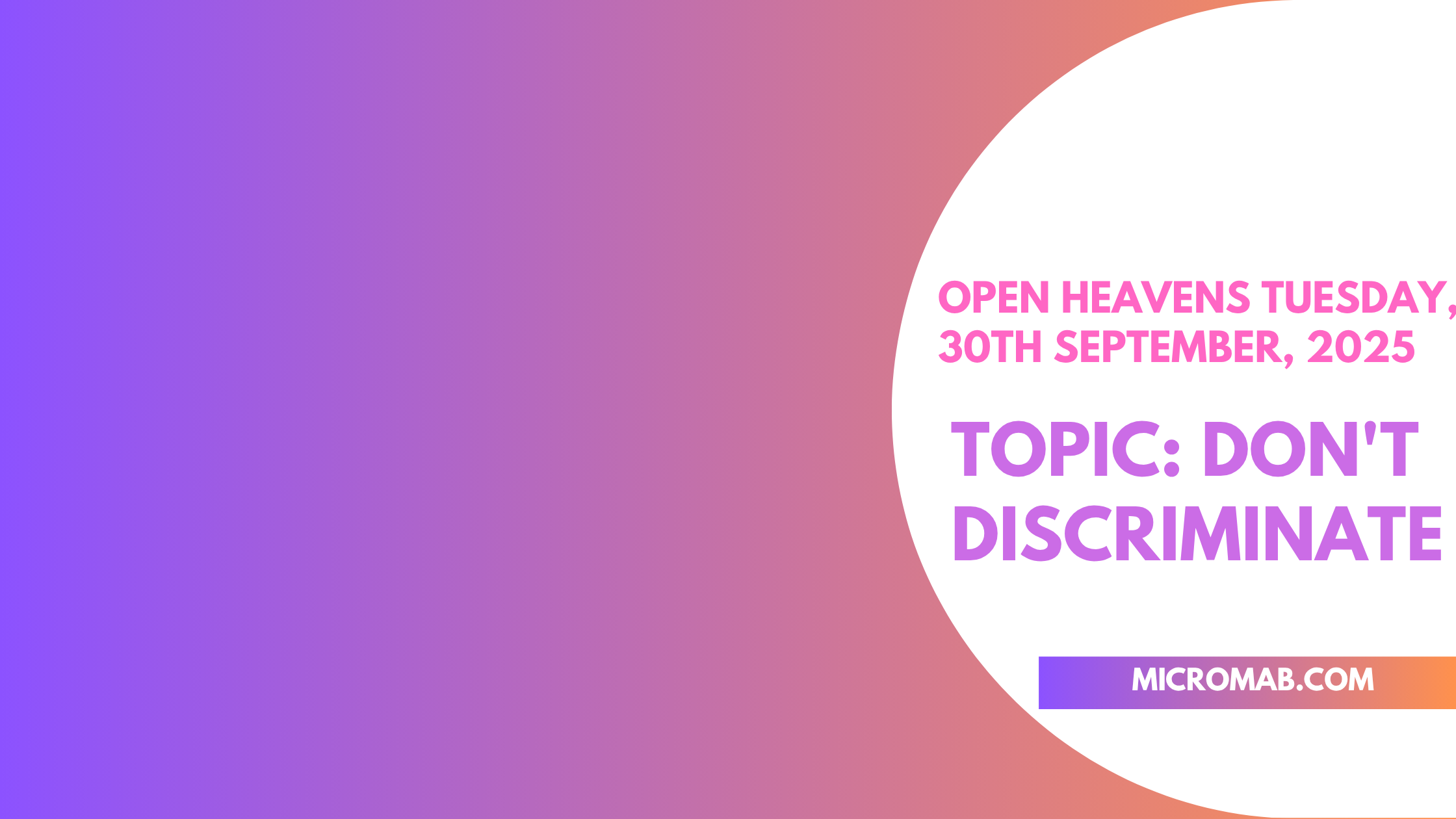 OPEN HEAVENS TUESDAY 30TH SEPTEMBER, 2025