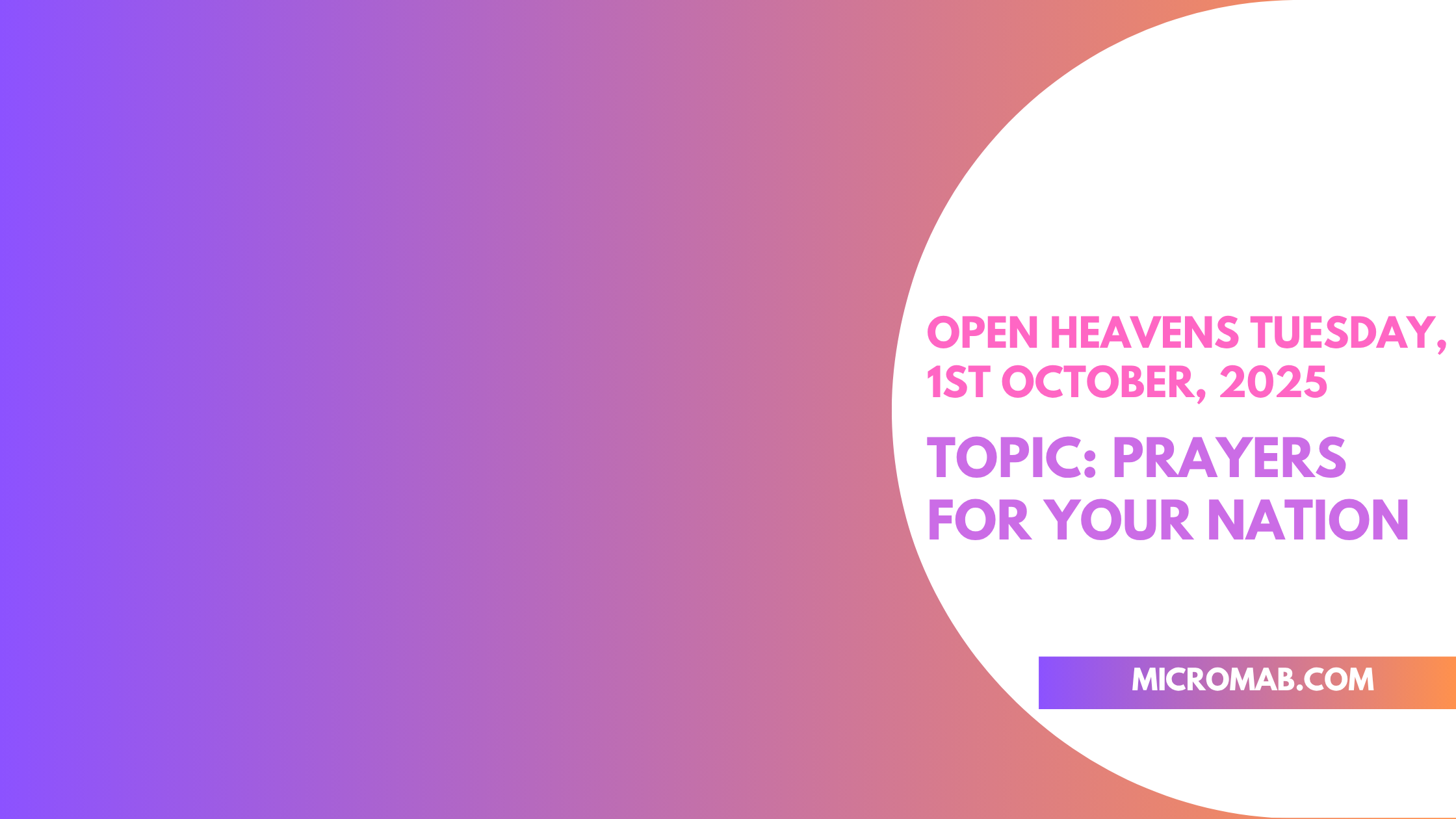 OPEN HEAVENS WEDNESDAY, 1ST OCTOBER, 2025