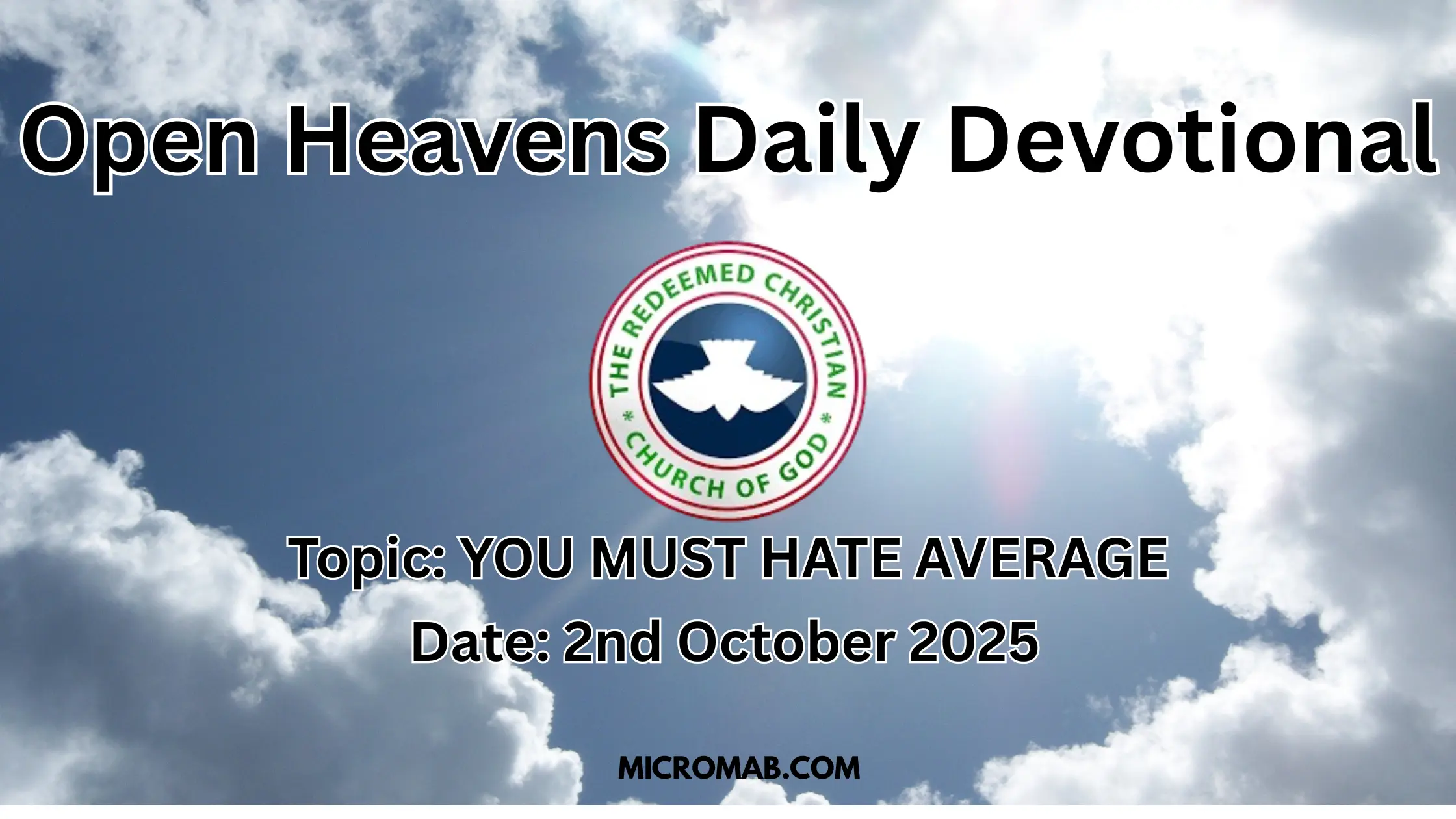 RCCG Open Heavens Devotional For Today - 2nd October 2025